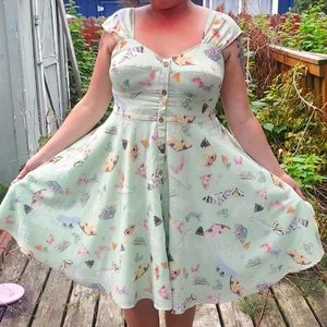 Mind green plus size twirly moth dress